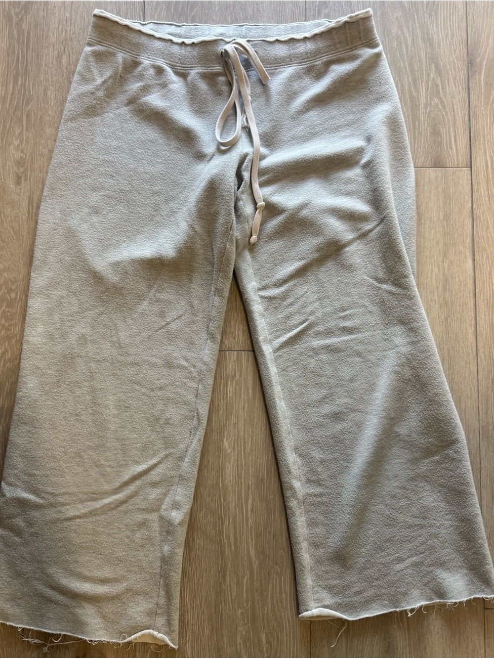 Theory Light Gray Wide-Leg Drawstring Sweatpants